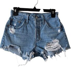 LEVIS 501 Original Fit High Rise Shorts Women's Sz 25 Distressed